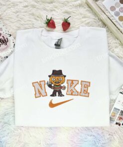 Freddy Krueger Pumpkin Head Embroidered Shirt, Horror Movie Embroidered Hoodie, Halloween Embroidered Sweatshirt