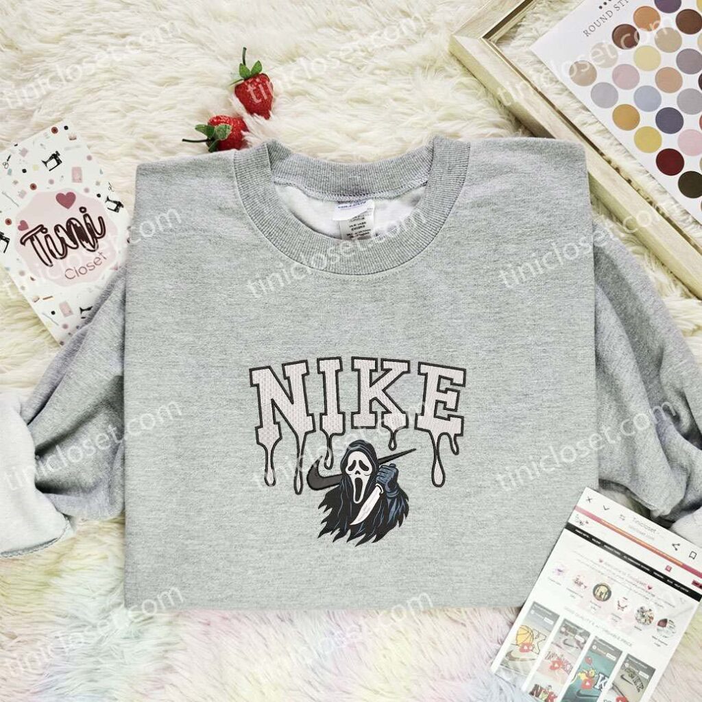 Ghostface Embroidered Shirt, Horror Movie Embroidered Hoodie, Halloween Embroidered Sweatshirt