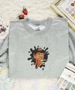 Freddy Krueger Splash Embroidered Shirt, Horror Movie Embroidered Hoodie, Halloween Embroidered Sweatshirt (1)