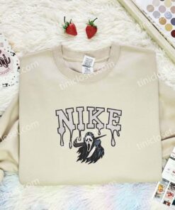 Ghostface Embroidered Shirt, Horror Movie Embroidered Hoodie, Halloween Embroidered Sweatshirt (3)