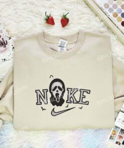 Ghostface Embroidered Shirt, Horror Movie Embroidered Hoodie, Halloween Embroidered Sweatshirt (2)