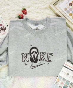 Ghostface Embroidered Shirt, Horror Movie Embroidered Hoodie, Halloween Embroidered Sweatshirt (3)