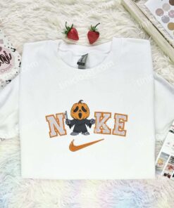 Ghostface Pumpkin Head Embroidered Shirt, Horror Movie Embroidered Hoodie, Halloween Embroidered Sweatshirt (2)