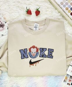 IT Clown Pennywise Embroidered Shirt, Horror Movie Embroidered Hoodie, Halloween Embroidered Sweatshirt (1)