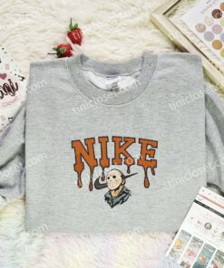 Jason Voorhees Embroidered Shirt, Horror Movie Embroidered Hoodie, Halloween Embroidered Sweatshirt (1)