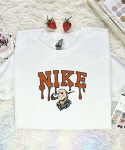 Jason Voorhees Embroidered Shirt, Horror Movie Embroidered Hoodie, Halloween Embroidered Sweatshirt (2)