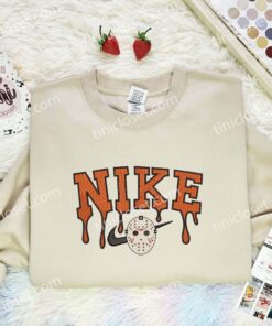 Jason Voorhees Embroidered Shirt, Horror Movie Embroidered Hoodie, Halloween Embroidered Sweatshirt (1)