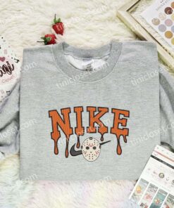 Jason Voorhees Embroidered Shirt, Horror Movie Embroidered Hoodie, Halloween Embroidered Sweatshirt (2)