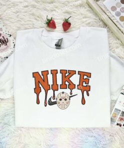 Jason Voorhees Embroidered Shirt, Horror Movie Embroidered Hoodie, Halloween Embroidered Sweatshirt (3)