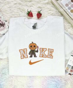 Jason Voorhees Pumpkin Head Embroidered Shirt, Horror Movie Embroidered Hoodie, Halloween Embroidered Sweatshirt (1)