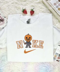 Jason Voorhees Pumpkin Head Embroidered Shirt, Horror Movie Embroidered Hoodie, Halloween Embroidered Sweatshirt (1)