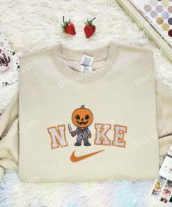 Jason Voorhees Pumpkin Head Embroidered Shirt, Horror Movie Embroidered Hoodie, Halloween Embroidered Sweatshirt (2)