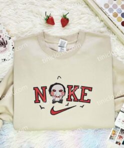 Jigsaw Embroidered Shirt, Horror Movie Embroidered Hoodie, Halloween Embroidered Sweatshirt (3)