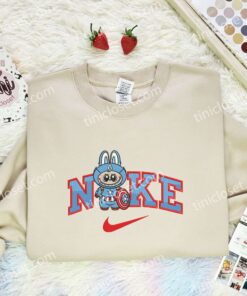 Labubu Captain America Embroidered Shirt, Superhero Embroidered Hoodie, Cartoon Embroidered Sweatshirt (2)
