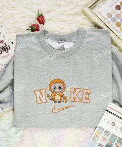 Labubu Charmander Embroidered Shirt, Pokemon Anime Embroidered Hoodie, Cartoon Embroidered Sweatshirt (2)