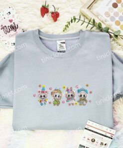 Cute Fluffy Monsters Labubu Embroidered Shirt, Cartoon Embroidered Hoodie, Best Birthday Gift Idea (2)