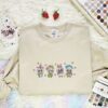 Cute Fluffy Monsters Labubu Embroidered Shirt, Cartoon Embroidered Hoodie, Best Birthday Gift Idea