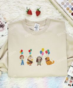 Up Characters Embroidered Shirt, Pixar Movie Embroidered Hoodie, Disney Characters Embroidered T-Shirt