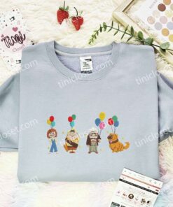 Up Characters Embroidered Shirt, Pixar Movie Embroidered Hoodie, Disney Characters Embroidered T Shirt (3)