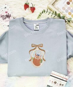Pumbaa Bow Frame Embroidered Shirt, The Lion King Embroidered Hoodie, Disney Characters Embroidered T Shirt (2)