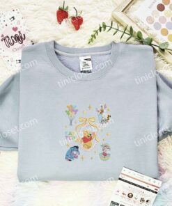 Pooh And Friends Easter Embroidered Shirt, Disney Characters Embroidered Hoodie, Easter Holiday Embroidered T-Shirt