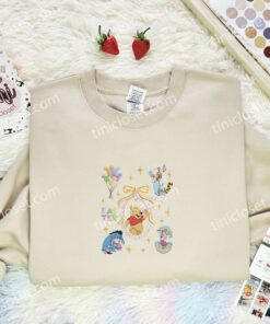 Pooh And Friends Easter Embroidered Shirt, Disney Characters Embroidered Hoodie, Easter Holiday Embroidered T Shirt (3)