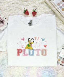 Pluto Dog Embroidered Shirt, Disney Characters Embroidered Hoodie, Cartoon Embroidered T Shirt (1)