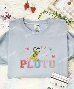 Pluto Dog Embroidered Shirt, Disney Characters Embroidered Hoodie, Cartoon Embroidered T Shirt (2)