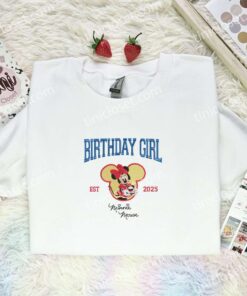 Minnie Mouse Birthday Girl Embroidered Shirt, Disney Characters Embroidered Hoodie, Best Birthday Gift Idea (1)