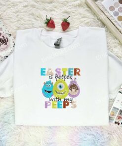 Monsters Inc Easter Eggs Embroidered Shirt, Disney Characters Embroidered Hoodie, Easter Holiday Embroidered Sweatshirt (1)