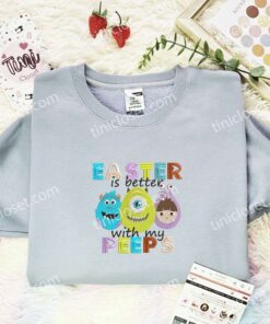 Monsters Inc Easter Eggs Embroidered Shirt, Disney Characters Embroidered Hoodie, Easter Holiday Embroidered Sweatshirt