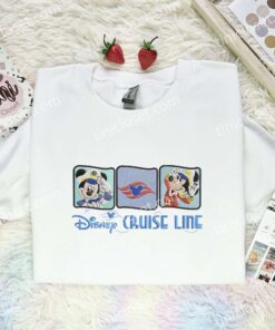 Mickey Cruise Line Embroidered Shirt, Disney Characters Embroidered Hoodie, Cartoon Embroidered T-Shirt