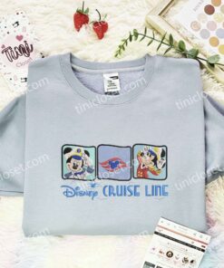 Mickey Cruise Line Embroidered Shirt, Disney Characters Embroidered Hoodie, Cartoon Embroidered T Shirt (3)