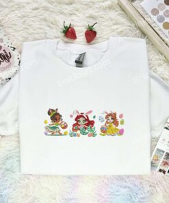 Disney Princesses Easter Embroidered Shirt, Disney Characters Embroidered Hoodie, Easter Holiday Embroidered T Shirt (1)