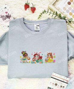 Disney Princesses Easter Embroidered Shirt, Disney Characters Embroidered Hoodie, Easter Holiday Embroidered T-Shirt