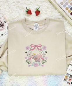 Dumbo Flower Frame Embroidered Shirt, Disney Characters Embroidered Hoodie, Cartoon Embroidered T Shirt (3)