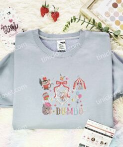Dumbo Theme Embroidered Shirt, Disney Characters Embroidered Hoodie, Cartoon Embroidered T-Shirt