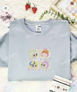 Fluffy Monsters Labubu Faces Embroidered Shirt, Cartoon Embroidered Hoodie, Best Birthday Gift Idea (2)