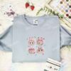 Fluffy Monsters Labubu Pink Coquette Faces Embroidered Shirt, Cartoon Embroidered Hoodie, Best Birthday Gift Idea