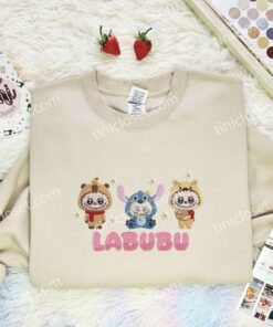 Labubu Capybara Stitch Pooh Embroidered Shirt, Cartoon Embroidered Hoodie, Best Birthday Gift Idea (3)