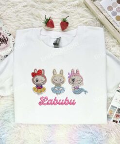 Labubu Disney Princess Cosplay Embroidered Shirt, Disney Characters Embroidered Hoodie, Cartoon Embroidered T Shirt (1)