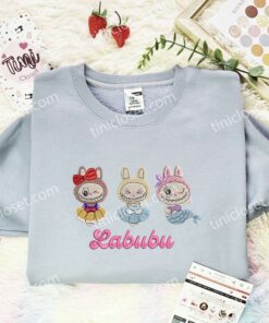 Labubu Disney Princess Cosplay Embroidered Shirt, Disney Characters Embroidered Hoodie, Cartoon Embroidered T Shirt (2)