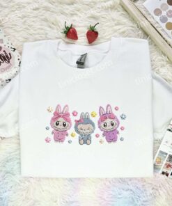 Labubu Fluffy Monsters Embroidered Shirt, Cartoon Embroidered Hoodie, Best Birthday Gift Idea (2)