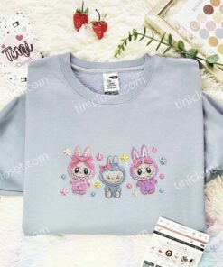 Labubu Fluffy Monsters Embroidered Shirt, Cartoon Embroidered Hoodie, Best Birthday Gift Idea (3)