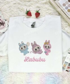 Labubu Fluffy Monsters Embroidered Shirt, Cartoon Embroidered Hoodie, Best Birthday Gift Idea (1)