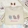 Labubu Fluffy Monsters Embroidered Shirt, Cartoon Embroidered Hoodie, Best Birthday Gift Idea