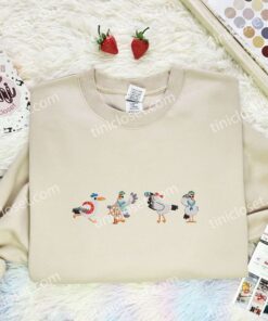 Lustige Mowe Seagull Embroidered Shirt, Animal Embroidered Hoodie, Cartoon Embroidered T Shirt (3)