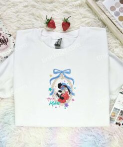 Max Dog Bow Frame Embroidered Shirt, Disney Characters Embroidered Hoodie, Cartoon Embroidered T Shirt (1)