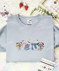 Mickey And Minnie Cruise Coquette Embroidered Shirt, Disney Characters Embroidered Hoodie, Cartoon Embroidered T Shirt (2)