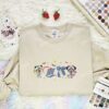 Mickey And Minnie Cruise Coquette Embroidered Shirt, Disney Characters Embroidered Hoodie, Cartoon Embroidered T-Shirt